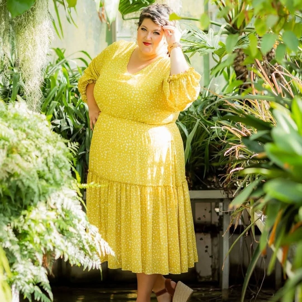 Kervology Yellow Polka Dot Dress
